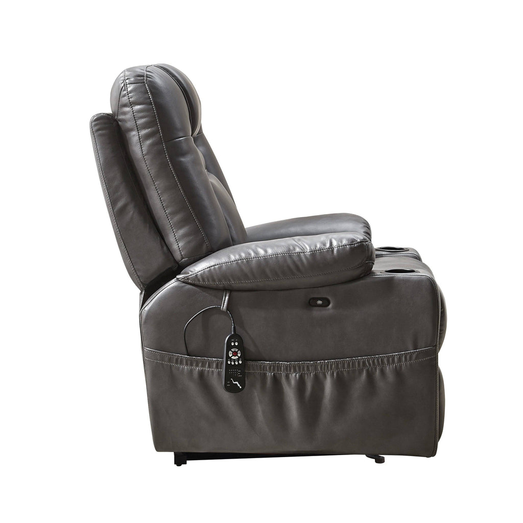 Electric Power Lift Recliner Chair W/ Heat and Massage, seated side view - Fosters Mattress