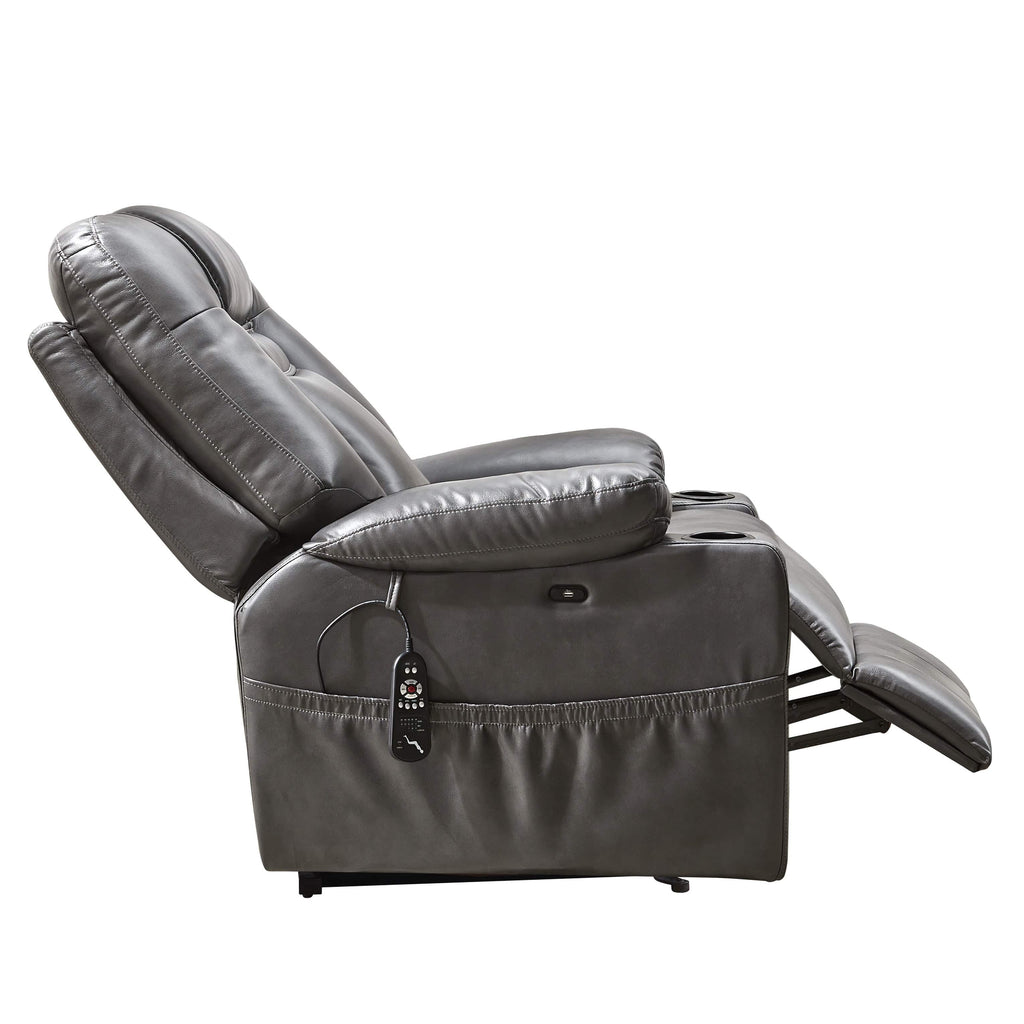 Electric Power Lift Recliner Chair W/ Heat and Massage, reclined - Fosters Mattress