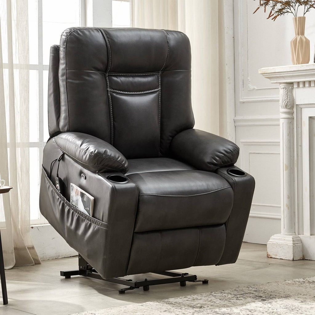 Electric Power Lift Recliner Chair W/ Heat and Massage, lifted room view - Fosters Mattress