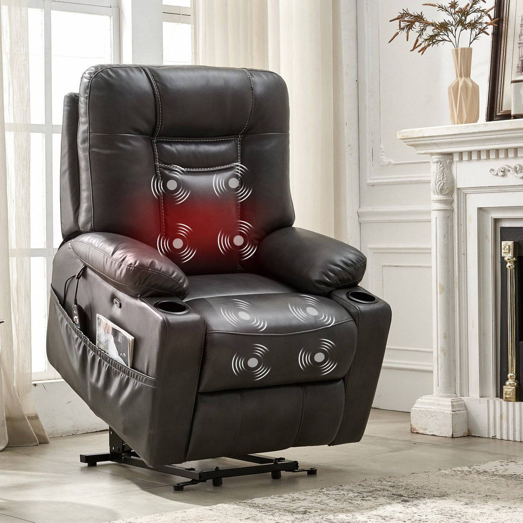 Electric Power Lift Recliner Chair W/ Heat and Massage, heat and massage points - Fosters Mattress