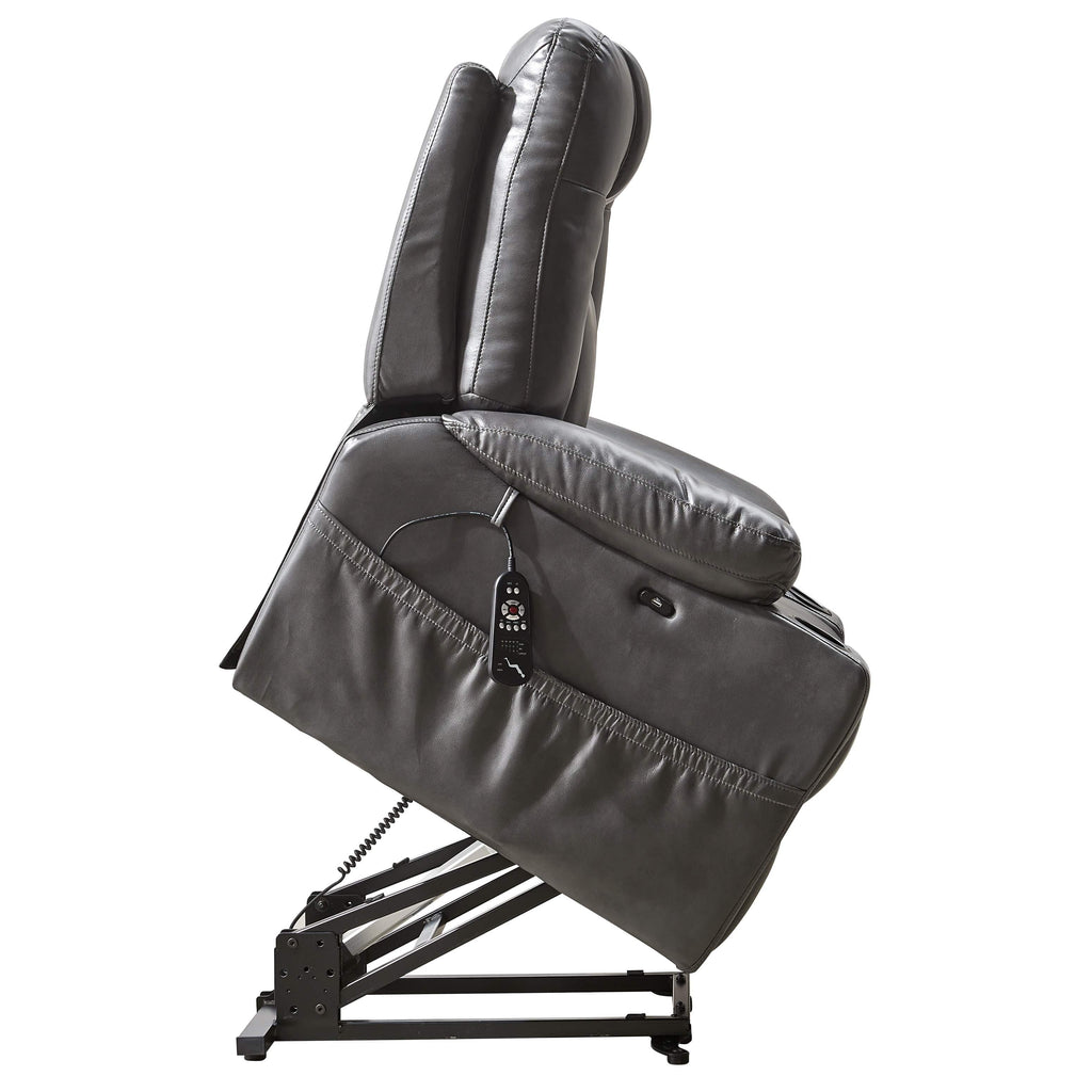 Electric Power Lift Recliner Chair W/ Heat and Massage, lifted side view - Fosters Mattress