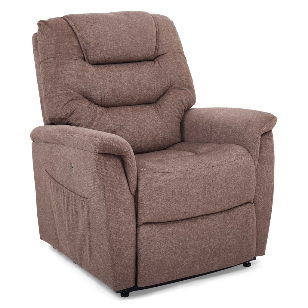 Marabella Lift Chair Recliner Seated Angle View in Elk - Fosters Mattress