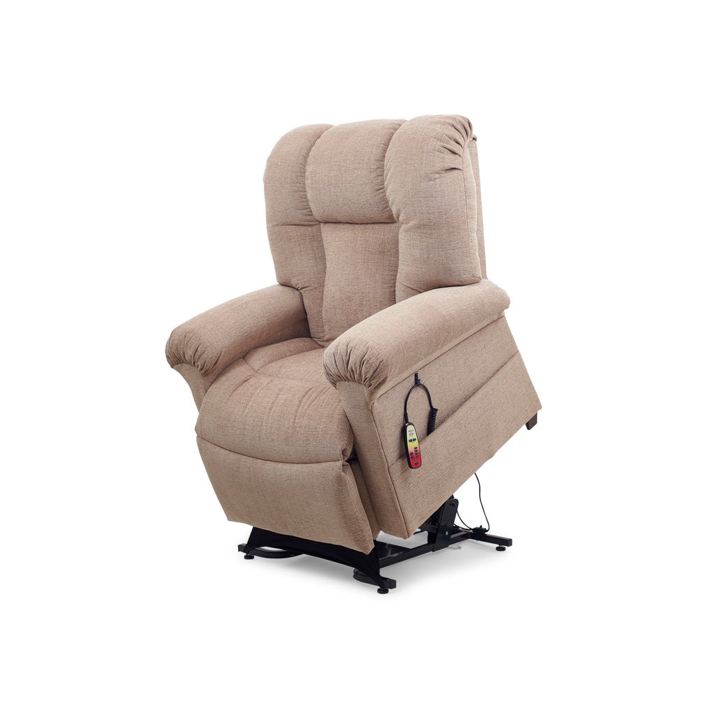 Sol lift chair recliner, lifted side view - Fosters Mattress
