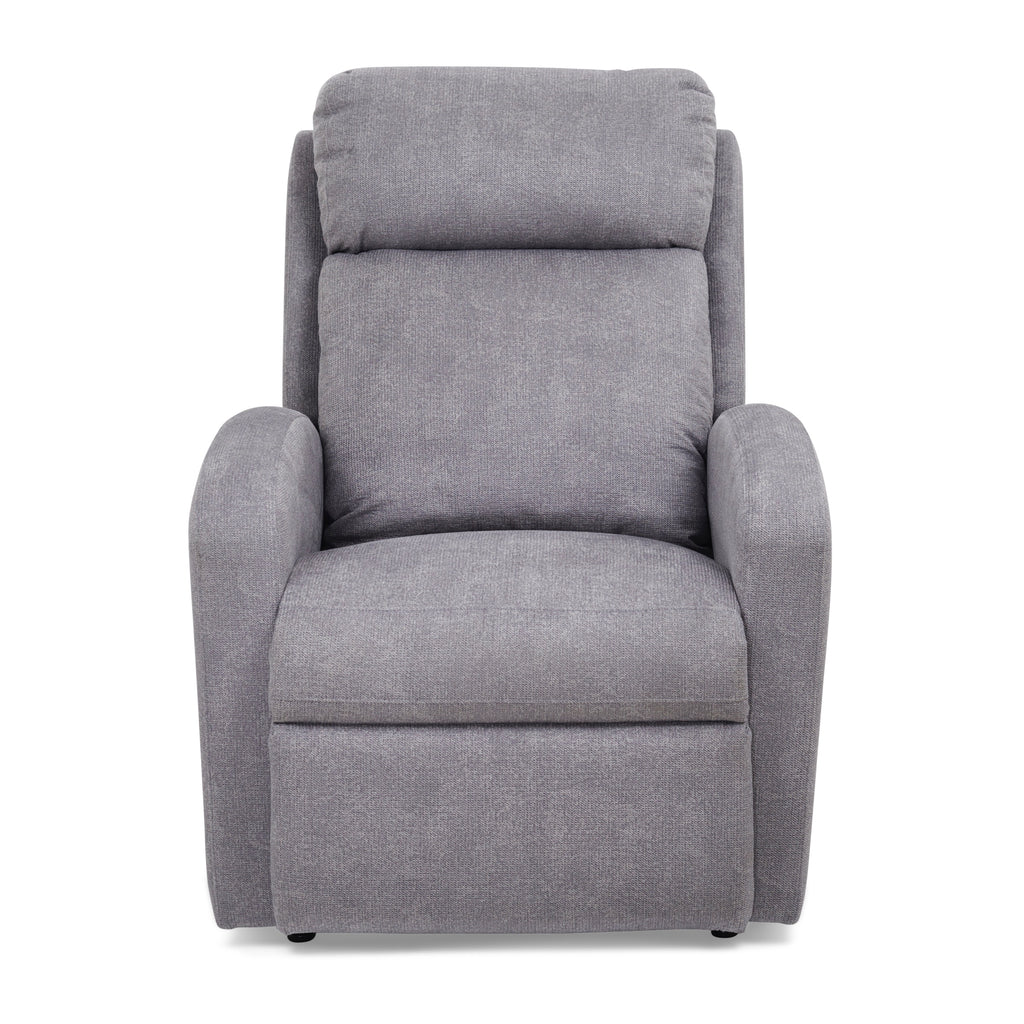 Capella lift chair recliner, seated, fog color - Fosters Mattress