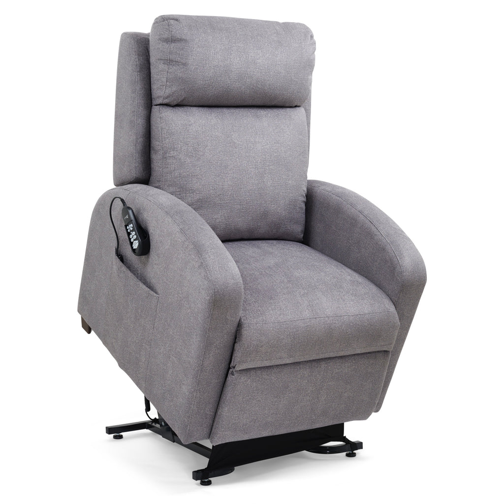 Capella lift chair recliner, lifted, fog color - Fosters Mattress