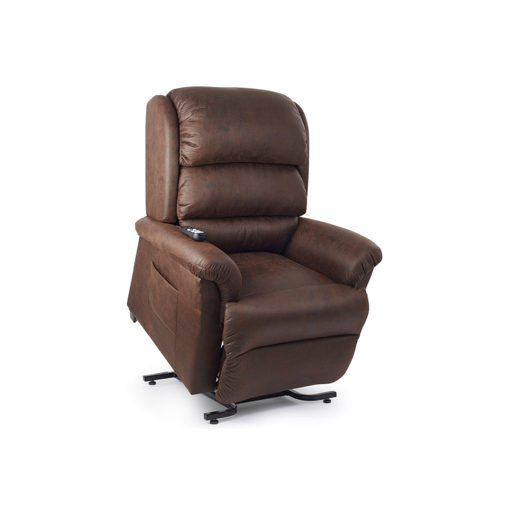 Saros lift chair recliner, lifted, bourbon color - Fosters Mattress