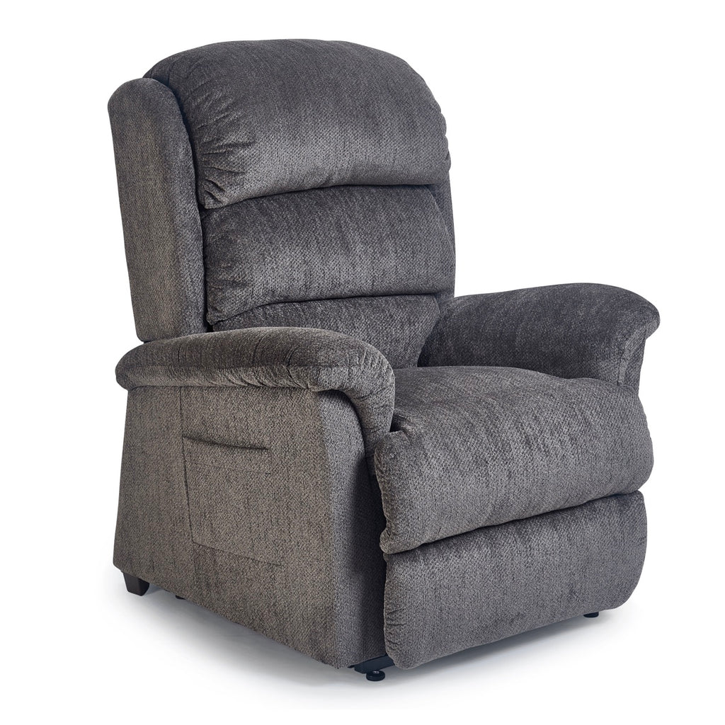 Saros lift chair recliner, seated, Granite color - Fosters Mattress