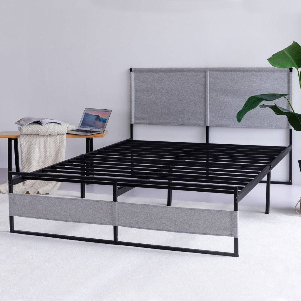 Contemporary Platform Bed Frame with Headboard and Footboard, room view - Fosters Mattress