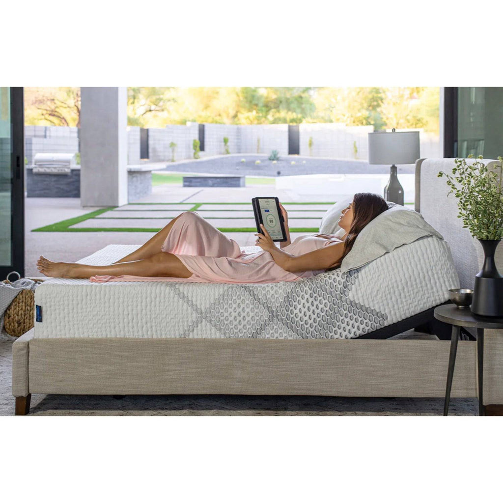 SmartLife Mattress, person reclining with adjustable base - Fosters Mattress