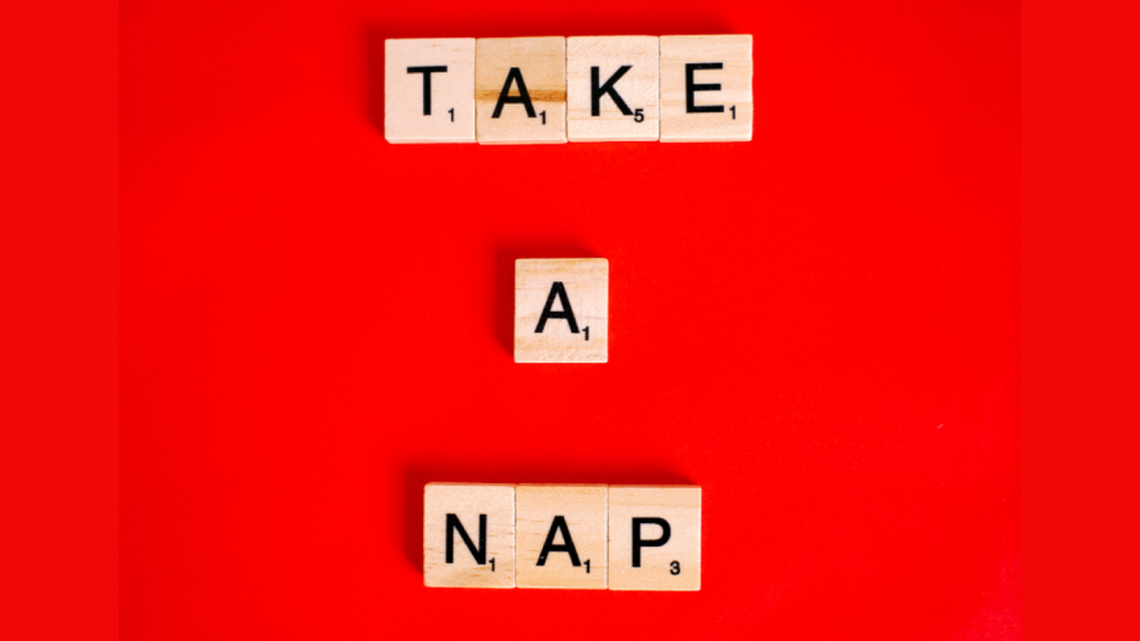 Take a Nap spelled out with Scrabble Tiles - Fosters Mattress Blog Post
