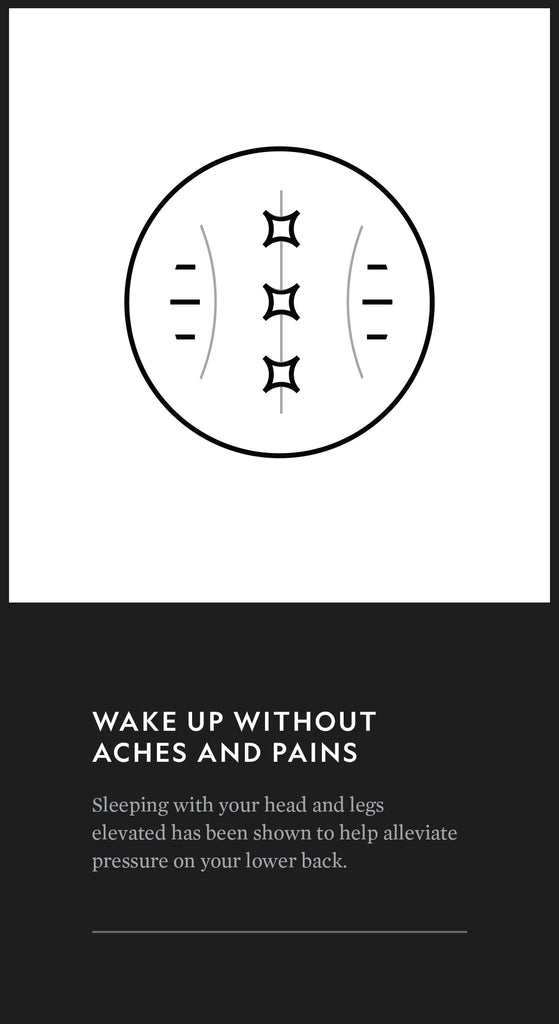 Adjustable bases elevate head and legs which relieves lower back pressure and other pressure points. 