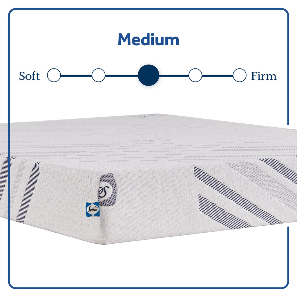 Sealy 10" Medium Memory Foam Mattress in a Box, Feel Scale