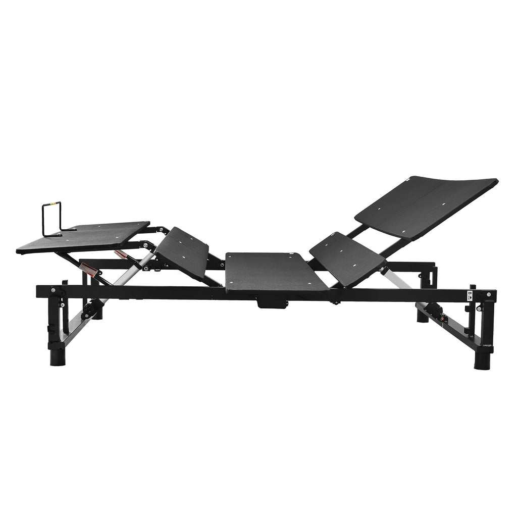 Adjustable Bed Base Frame with head and foot incline, king size, side view, raised