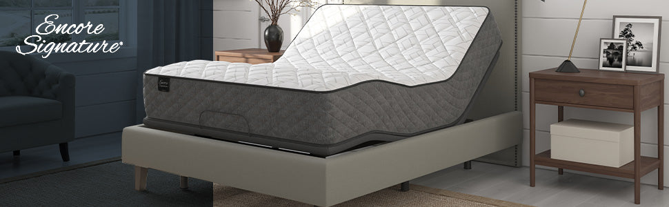 Normandy Tight Top Ultra Firm Mattress, lifestyle view on adjustable base
