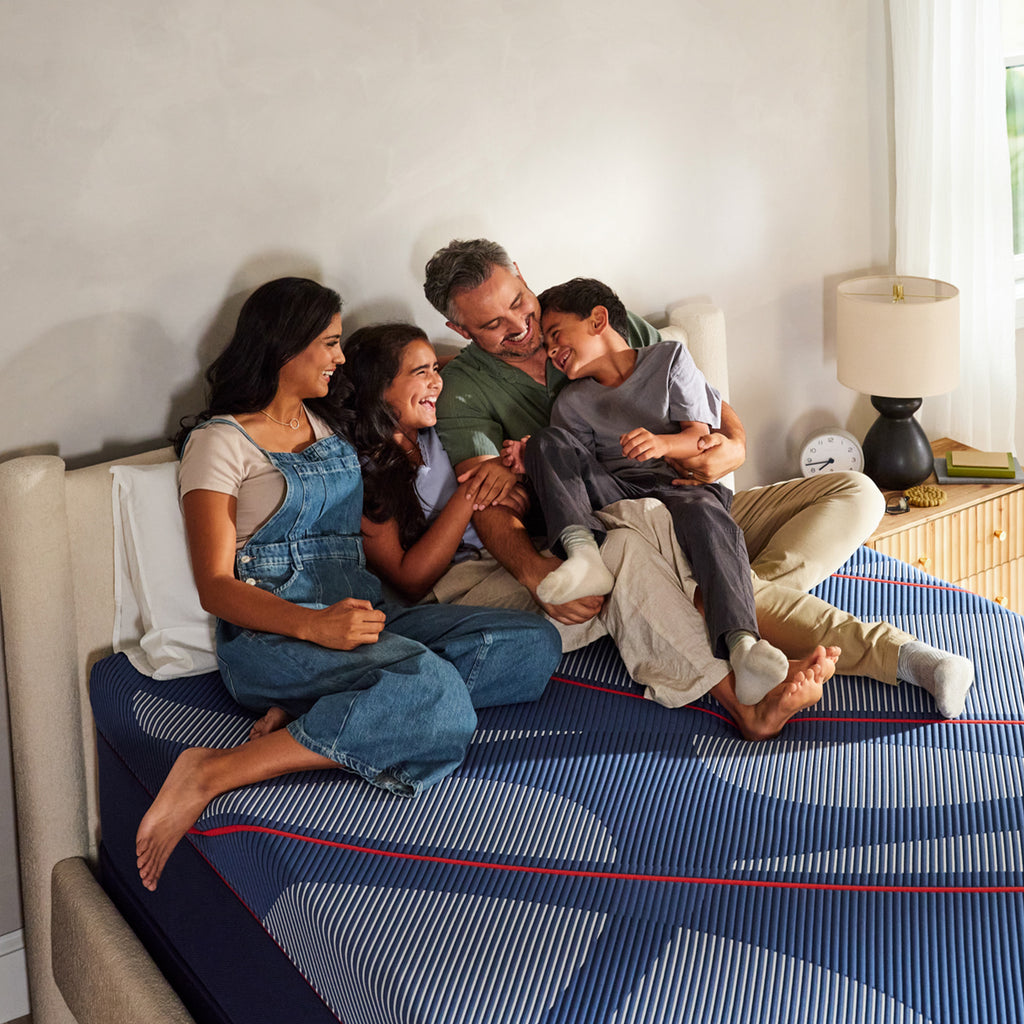 Sealy Posturepedic® Elite Albany II Hybrid Medium Mattress, Lifestyle View, Family on bed