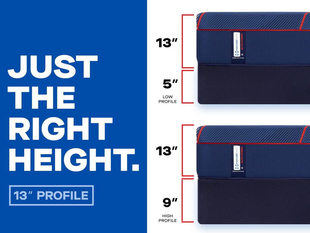 Sealy Posturepedic® Elite Hybrid Medium Mattress, 13" Profile with low and high foundations