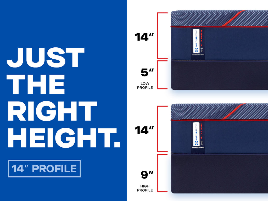 Sealy Posturepedic® Elite Hybrid Mattress with 14" Profile combined with low or high foundation