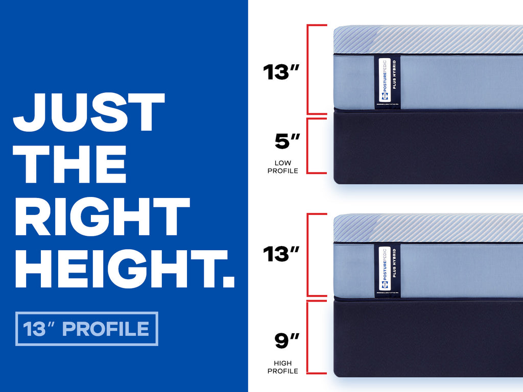 Sealy Posturepedic® Plus Hybrid 13" Profile with low and high profile flat foundation options