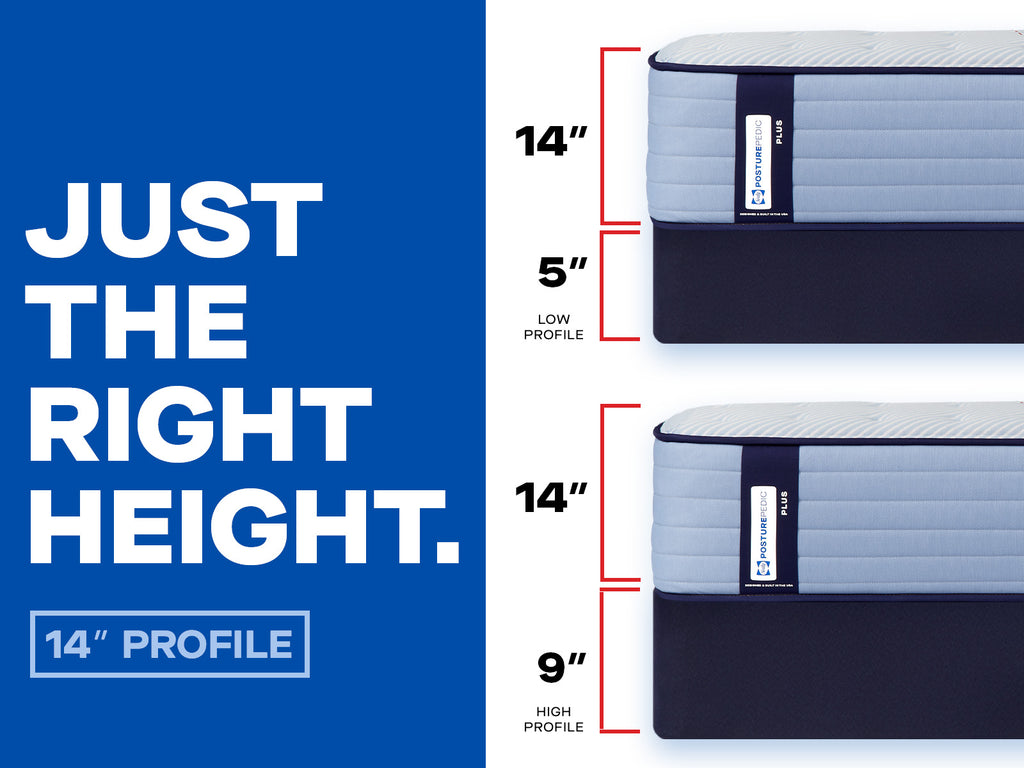 Sealy Posturepedic® Plus Mattress with 14" Profile on Low or High profile flat foundation