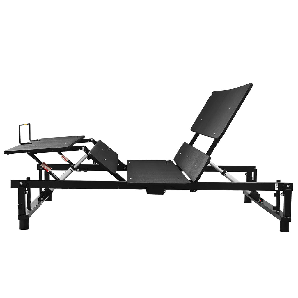 Adjustable Bed Base Frame with head and foot incline, king size, raised view side
