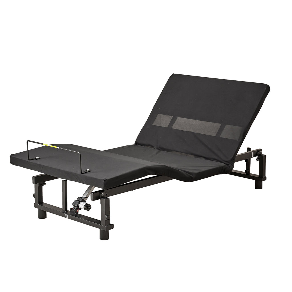 Adjustable Bed Base Frame with Head and Foot Incline and Zero Gravity, Twin XL, angle view, raised