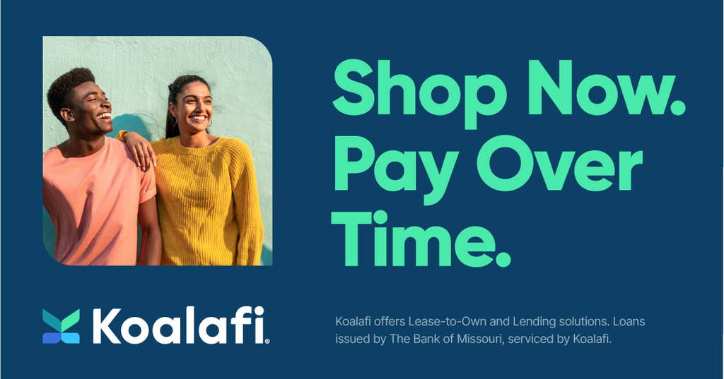 Koalafi logo for financing option with low initial payment and early purchase options, high approval rates, no credit needed.