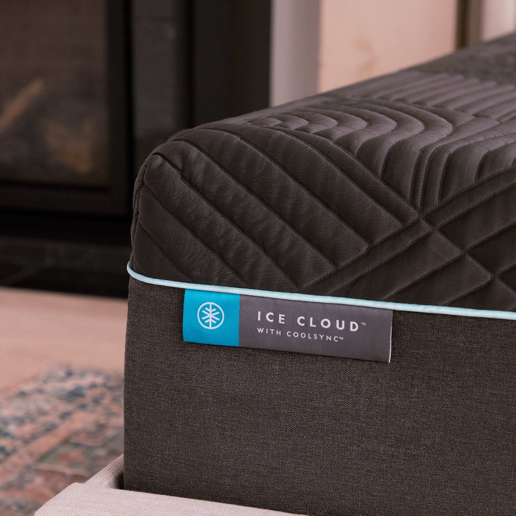 Ice Cloud Coolsync 14 Inch Hybrid Mattress with Cooling Cover, close up corner view - Fosters Mattress