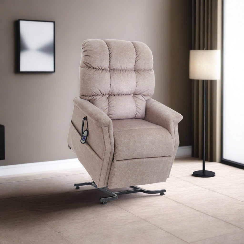 Aurora Power Lift Chair Recliner, lifted, antler fabric