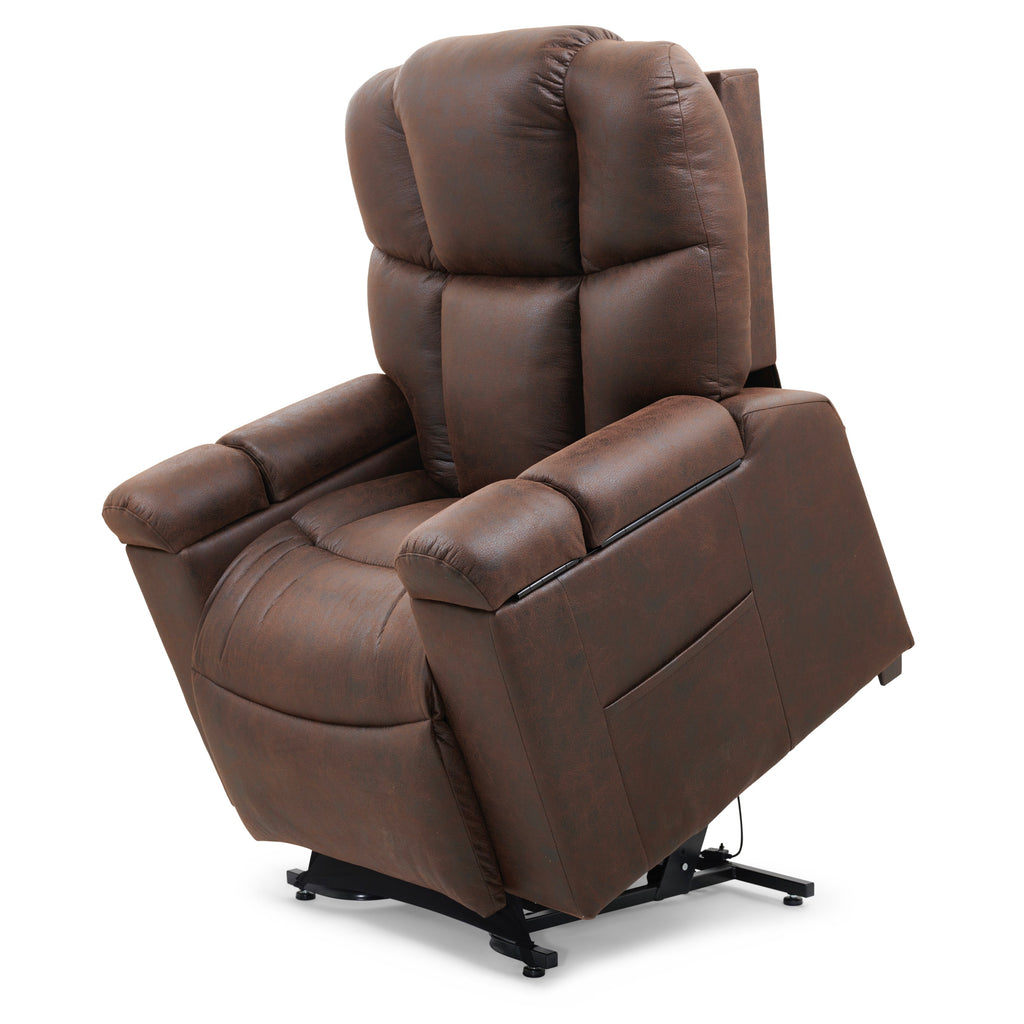 Rigel lift chair recliner with Heatwave Technology, lifted, bourbon color - Fosters Mattress