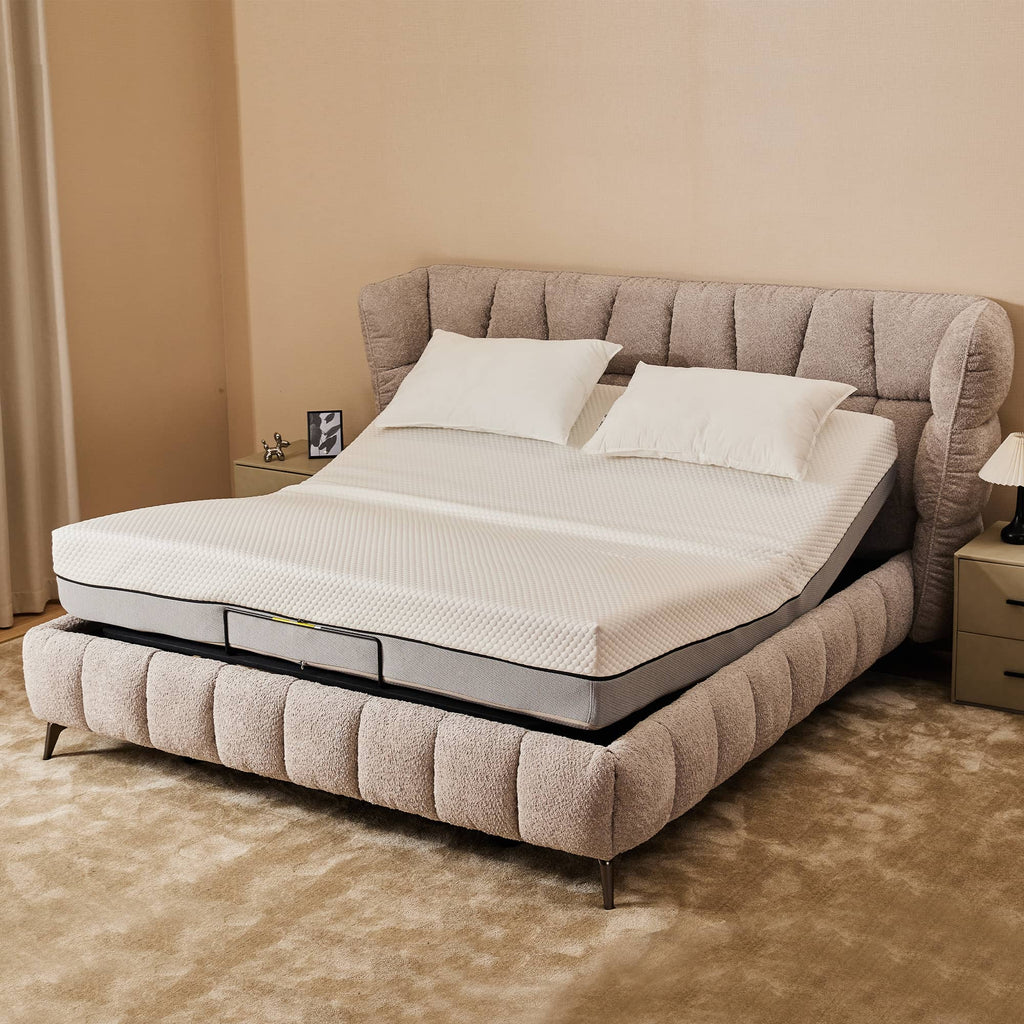 Adjustable Bed Base Frame with head and foot incline, king size, bed view