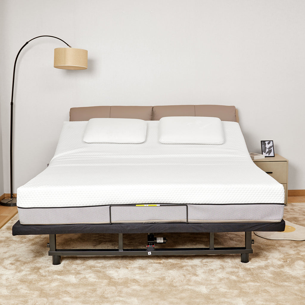Adjustable Bed Frame with Head and Foot Incline Wireless Remote Zero Gravity, Queen Size, front view