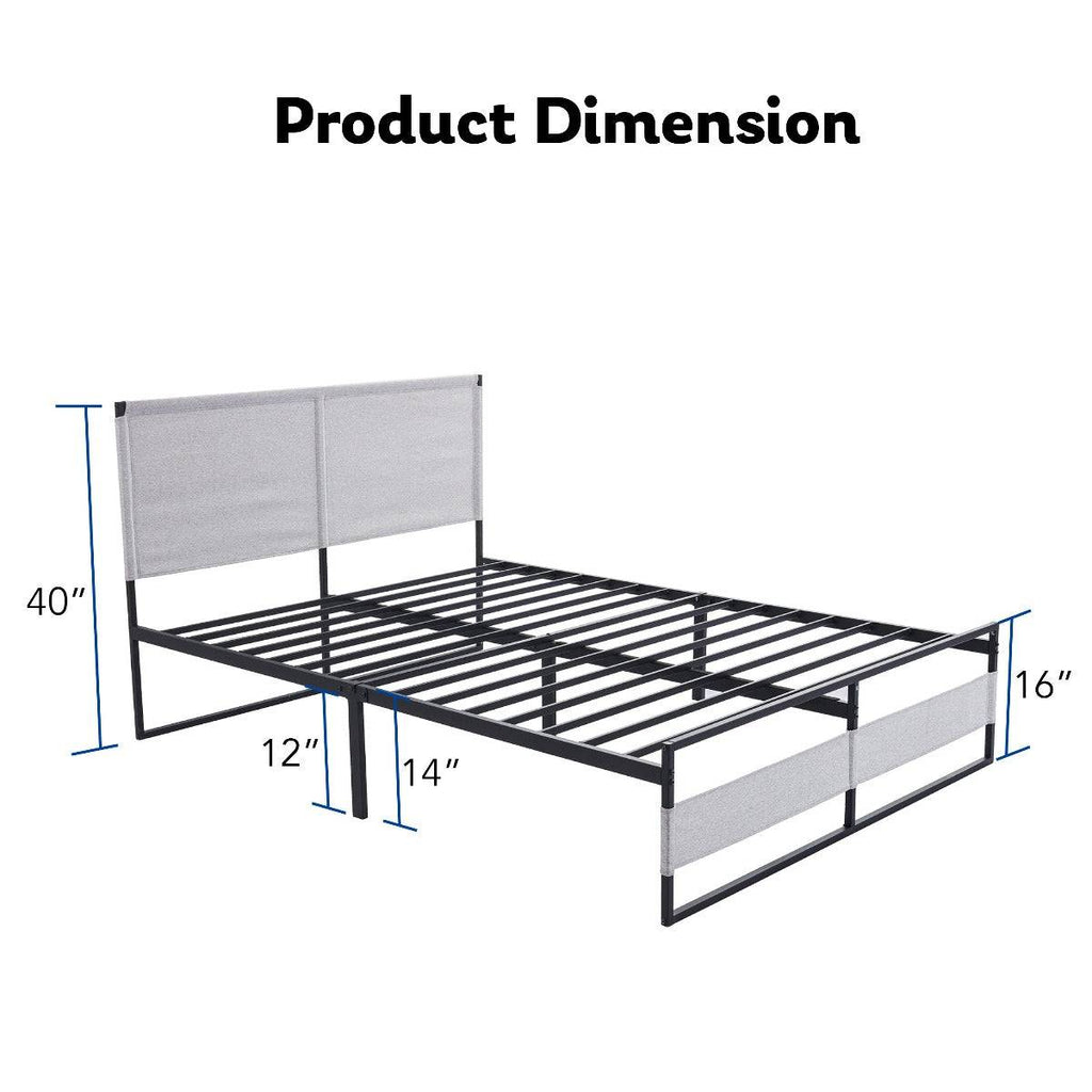 Contemporary Platform Bed Frame with Headboard and Footboard, dimensions - Fosters Mattress