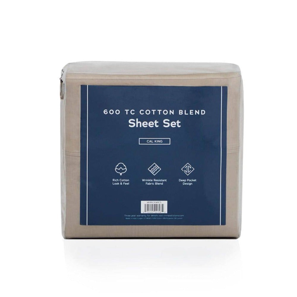 Weekender 600 Thread Count Cotton-Blend Sheet Set Sandstone / Split King