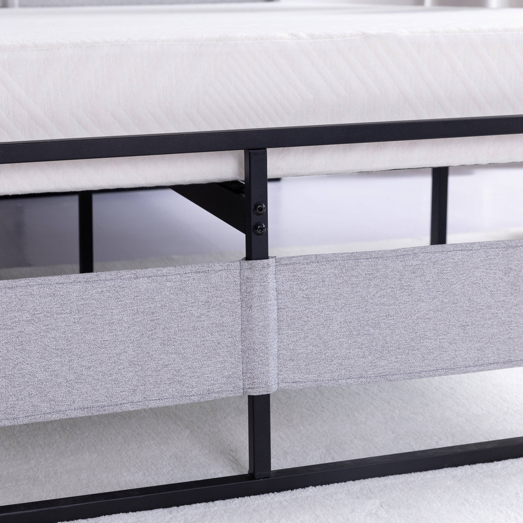 Contemporary Platform Bed Frame with Headboard and Footboard, front close-up - Fosters Mattress