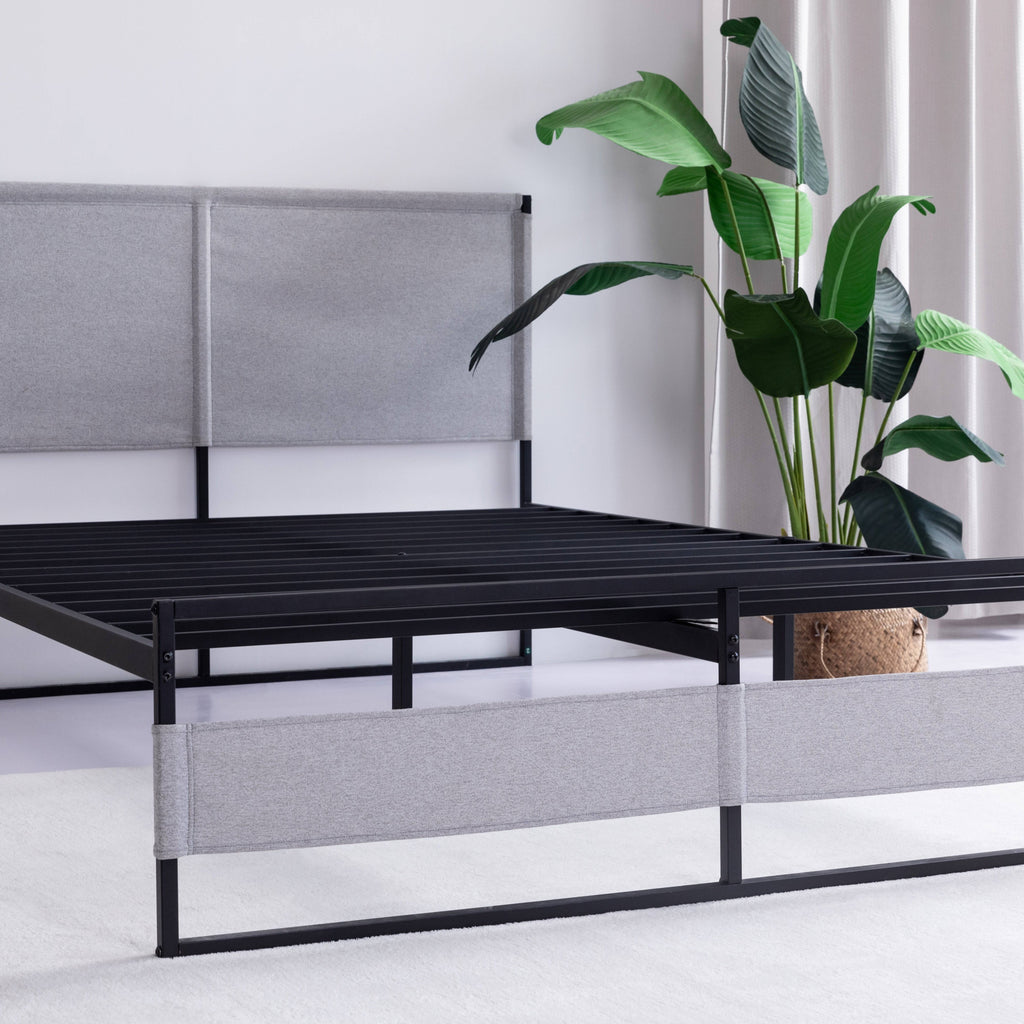 Contemporary Platform Bed Frame with Headboard and Footboard, front view - Fosters Mattress